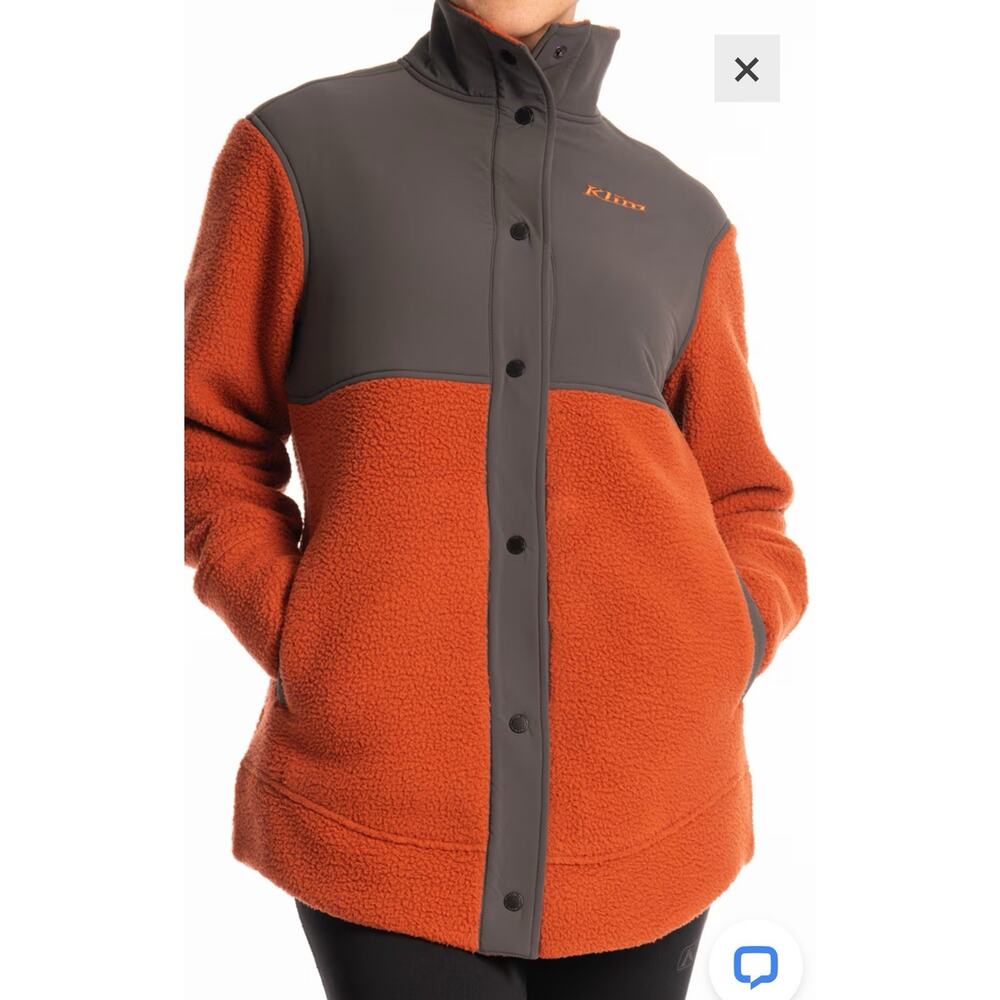 Klim Whistler Sherpa Fleece Jacket Orange Navy Blue Snap Front Women's Medium